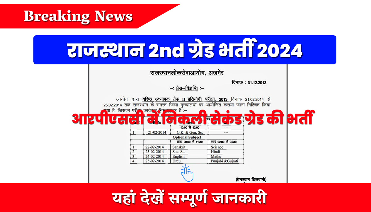 RPSC 2nd Grade Vacancy 2024